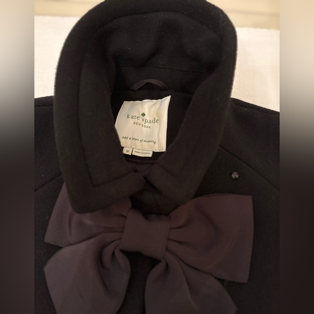 Kate Spade Black Wool Cape with Bow Accent - Picture 3 of 14